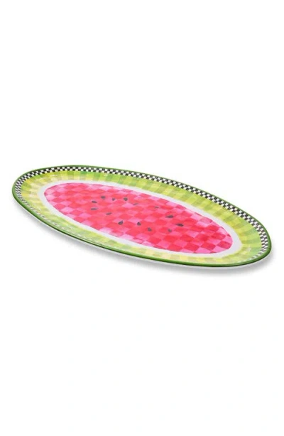 Mackenzie-childs Mackenzie Childs Watermelon Oval Melamine Platter In Multi