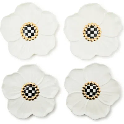 Mackenzie-childs Mackenzie Childs White Rabbit Set Of 4 Dessert Plates