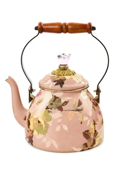 Mackenzie-childs Mackenzie Childs Wild Rose Mauve 2-quart Tea Kettle In Nude