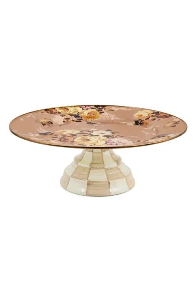Mackenzie-childs Mackenzie Childs Wild Rose Slate Large Pedestal Platter In Purple