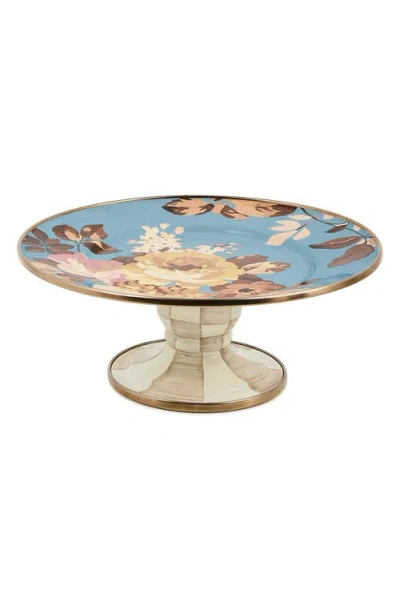 Mackenzie-childs Mackenzie Childs Wild Rose Slate Mini Pedestal Platter In Blue