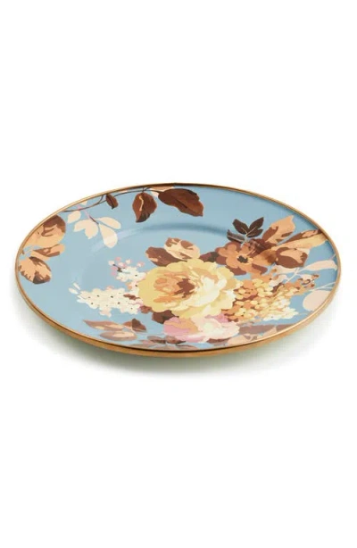 Mackenzie-childs Mackenzie Childs Wild Rose Slate Salad Plate In Blue