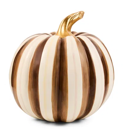 Mackenzie-childs Medium Chocolate Stripe Pumpkin In Brown