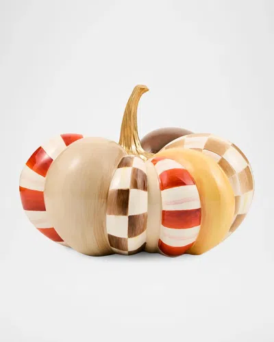 Mackenzie-childs Medium Harvest Glow Patchwork Pumpkin Figurine