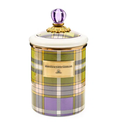 Mackenzie-childs Medium Steel Violet Check Canister In Multi