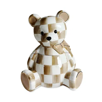 Mackenzie-childs Mocha Bear Cookie Jar In Brown
