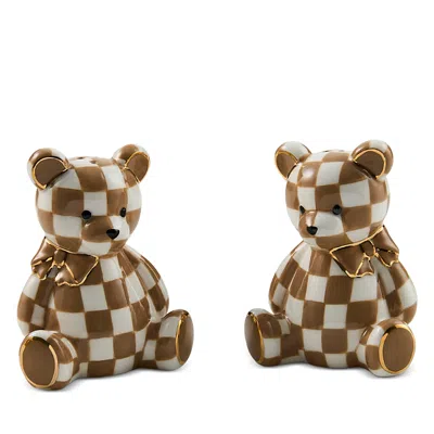 Mackenzie-childs Mocha Bear Salt & Pepper Set In Brown