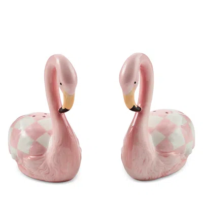Mackenzie-childs Mocha Bear Salt & Pepper Set In Pink