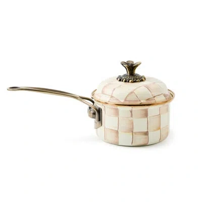Mackenzie-childs Mocha Check 1 Qt. Saucepan In Gold;brown;beige