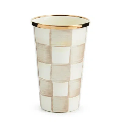 Mackenzie-childs Mocha Check 10 Ounce Tumbler In Brown,white,bronze