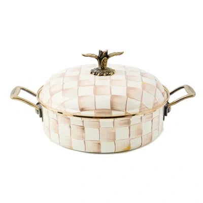 Mackenzie-childs Mocha Check 5 Qt. Casserole In Brown;white;beige