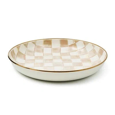Mackenzie-childs Mocha Check Abundant Bowl In Brown;white