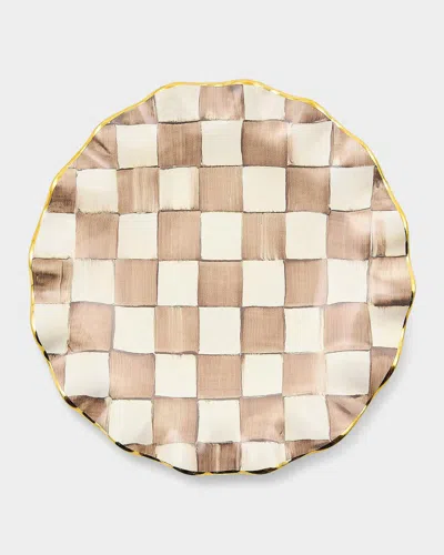 Mackenzie-childs Mocha Check Ceramic Fluted Dessert Plate In Neutral