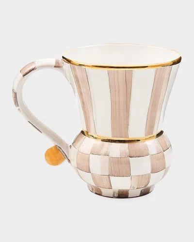 Mackenzie-childs Mocha Check Ceramic Mug In Pink