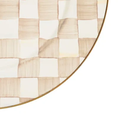 Mackenzie-childs Mocha Check Charger/plate In Brown;white