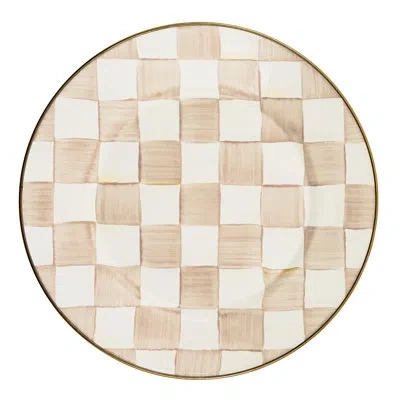 Mackenzie-childs Mocha Check Dinner Plate In Brown;white