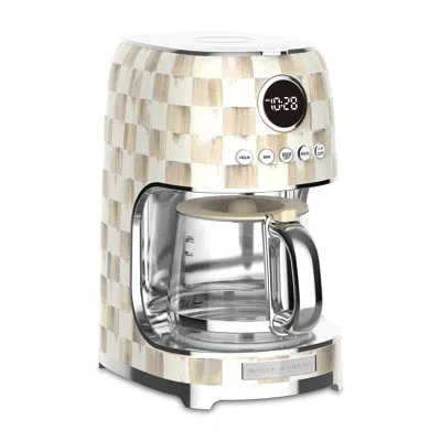 Mackenzie-childs Mocha Check Drip Coffee Maker In Neutral