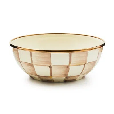 Mackenzie-childs Mocha Check Everyday Bowl In Brown;white