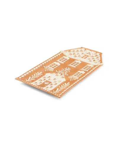 Mackenzie-childs Mocha Check Gingerbread Serving Platter In Brown