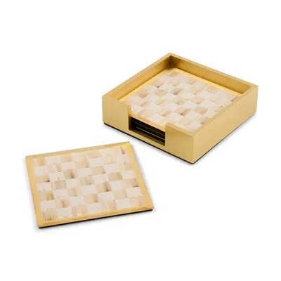 Mackenzie-childs Mocha Check Glass Coasters