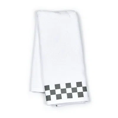 Mackenzie-childs Mocha Check Hand Towel With Check Border In White,gray