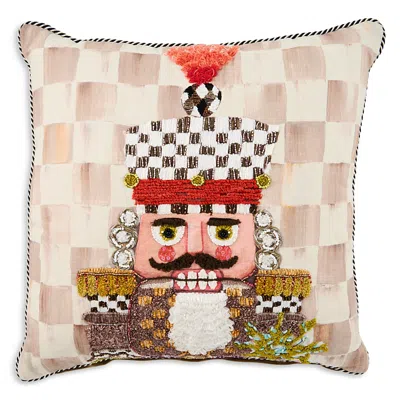 Mackenzie-childs Mocha Check Nutcracker Decorative Pillow, 20 X 20 In Brown