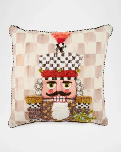 MACKENZIE-CHILDS MOCHA CHECK NUTCRACKER THROW PILLOW