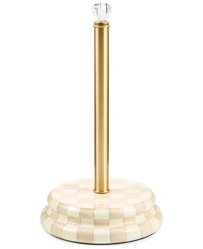 Mackenzie-childs Mocha Check Paper Towel Holder In Multi