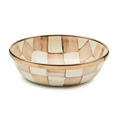 Mackenzie-childs Mocha Check Relish Dish In Brown;white