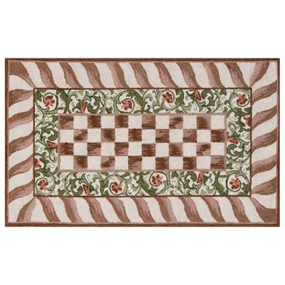 Mackenzie-childs Mocha Check Rug In Brown;green