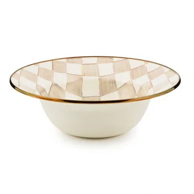 Mackenzie-childs Mocha Check Serving Bowl In Brown;white