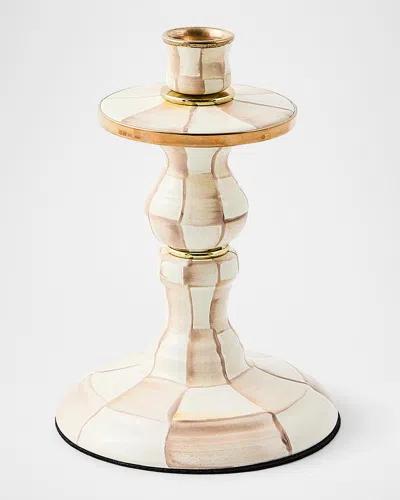 Mackenzie-childs Mocha Check Small Candlestick, 8" Tall