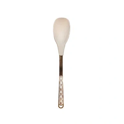 Mackenzie-childs Mocha Check Spoon In Beige;orange