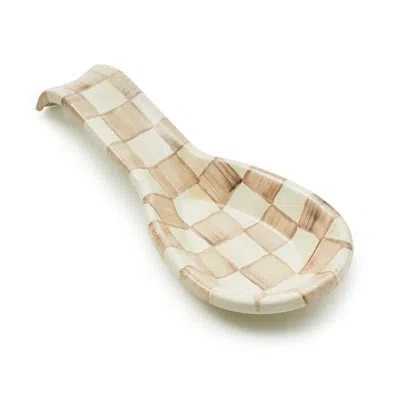 Mackenzie-childs Mocha Check Spoon Rest In Neutral