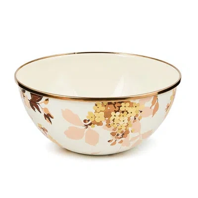 Mackenzie-childs Mocha Check Wild Rose White Small Everyday Bowl