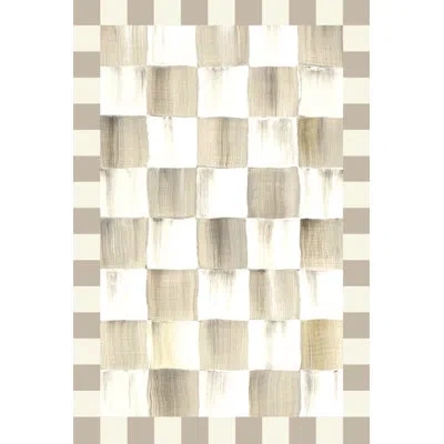 Mackenzie-childs Mocha Checkered Washable Rug In Brown;white