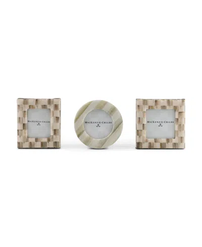 Mackenzie-childs Mocha Fabric Frames, Set Of 3 In Brown