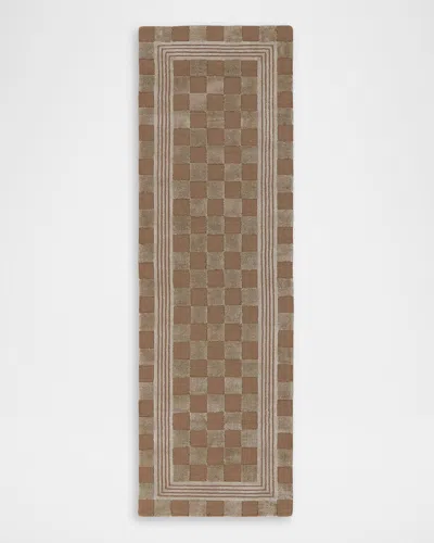 Mackenzie-childs Mocha Tonal Check Runner, 3 & Apos; X 8 & Apos; In Brown