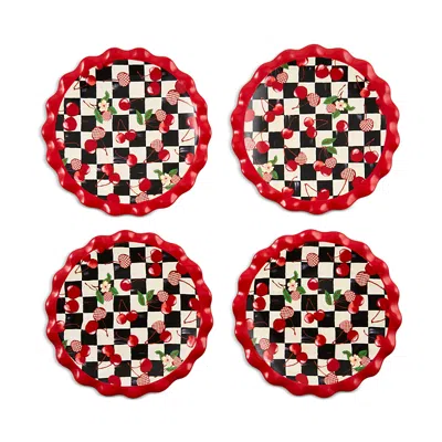 Mackenzie-childs Mon Cheri Small Plates, Set Of 4 In Red