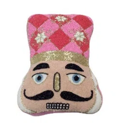 Mackenzie-childs Nutcracker Shaped Throw Pillow In Pink;red;black