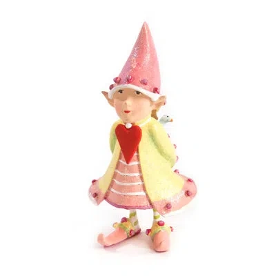 Mackenzie-childs Patience Brewster Dash Away Cupid's Elf Ornament In Pink,yellow,red