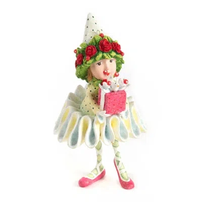 Mackenzie-childs Patience Brewster Dash Away Dancer's Elf Ornament In White,green,pink,red