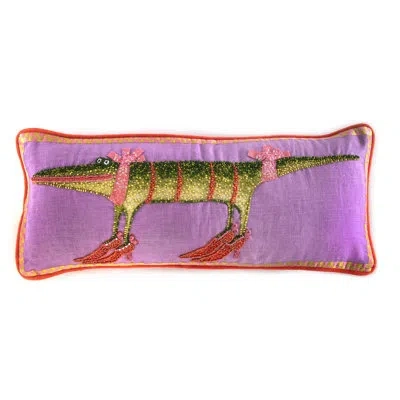 Mackenzie-childs Patience Brewster Gloria Alligator Lumbar Pillow In Pink,green,orange