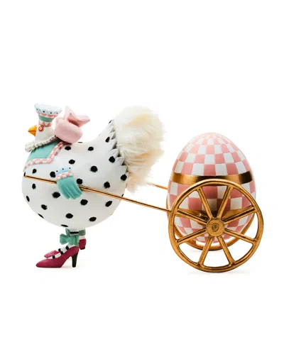 Mackenzie-childs Patience Brewster Speckled Chicken Egg Cart Figurine In Multi