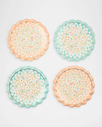 Mackenzie-childs Mackenzie Childs Posie Patch Set Of 4 Ceramic Dessert Plates In Multi