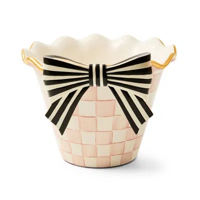 Mackenzie-childs Pretty As A Bow Pot Climber In Black;white
