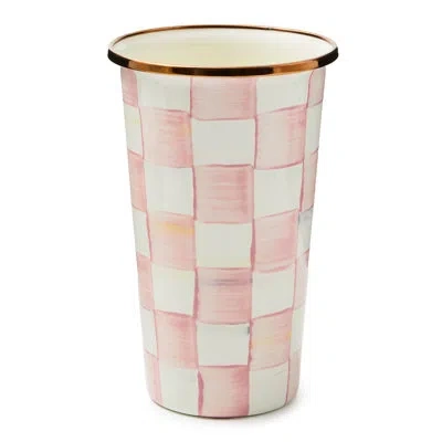 Mackenzie-childs Rosy Check 20 Ounce Tumbler In White;pink