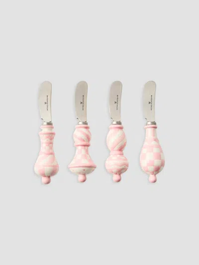 Mackenzie-childs Rosy Check 4-piece Party Spreader Set In Pink