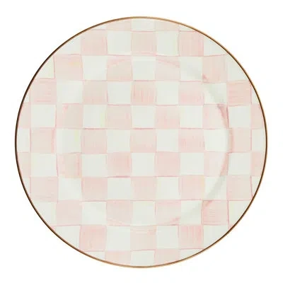 Mackenzie-childs Rosy Check Charger/plate In White,pink,bronze