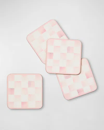 Mackenzie-childs Rosy Check Cork Coasters, Set Of 4 In Pink